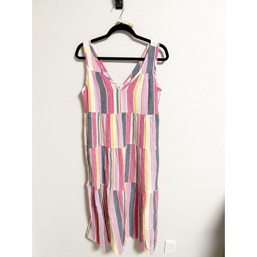 Marine Layer Womens Corinne Maxi Dress Sleeveless V Neck Multi Stripe Small - Picture 3 of 8